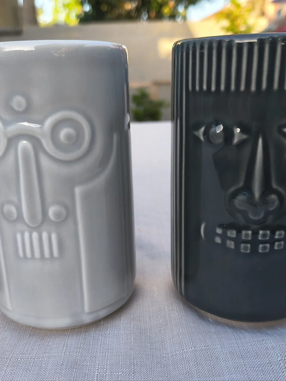 Set of 4 IKEA Sweden Frekvens Collection Tiki Mugs by Maria Vinka